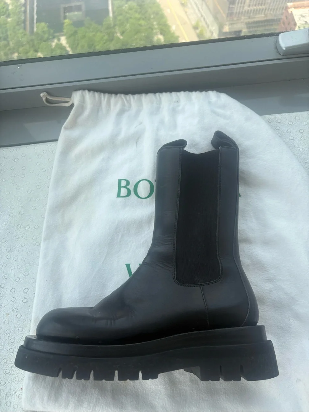 Bottega Veneta Black Lug-Sole Chelsea Boots